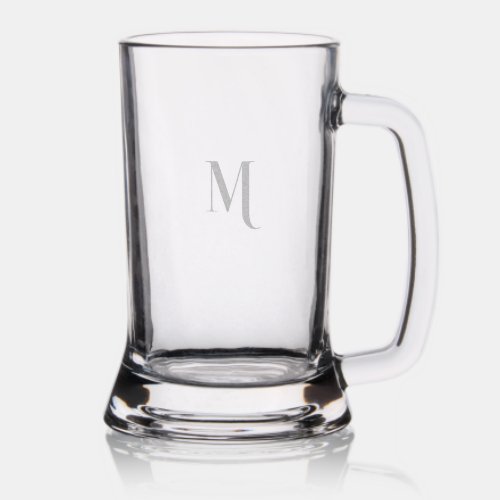 Modern Chic Elegant Monogrammed Etched Beer Mug Stein