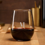 Modern Chic Elegant Monogrammed Etched Custom 17oz Stemless Wine Glass<br><div class="desc">Create your own custom, personalized, elegant typography script font monogrammed, modern cool chic stylish classy, high quality, durable glass, beautiful laser engraved etched glassware 17 oz stemless wine glass featuring crystal-clear clarity, perfect for your favorite red, white, or rose wine. The etching / engraving is permanent, flawless, dishwasher safe, and...</div>