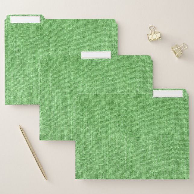 Modern Chic Elegant Pink Green Linen Cloth File Folder (Set)