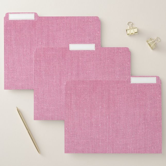 Modern Chic Elegant Pink Linen Cloth File Folder (Set)
