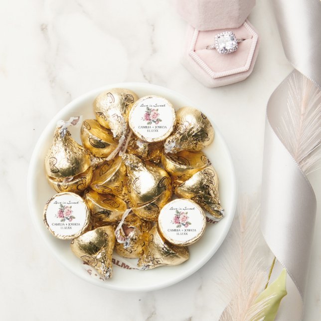 Modern Chic Elegant Romantic Pink Rose Wedding Hershey®'s Kisses® (Wedding)