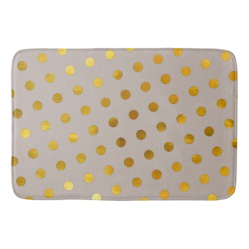 Modern Chic Elegant Simple Taupe  Gold Polka Dots Bath Mat