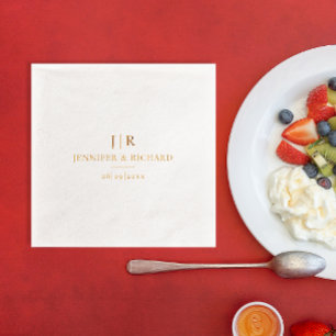 Modern Chic Elegant Wedding Name Date Monogram  Foil Napkins