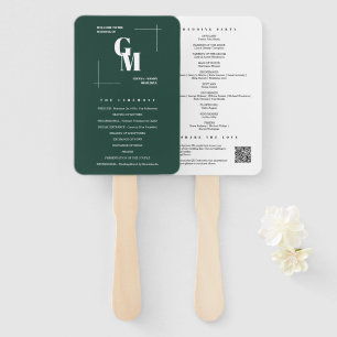 Modern Chic Emerald Green Minimal Wedding Program Hand Fan