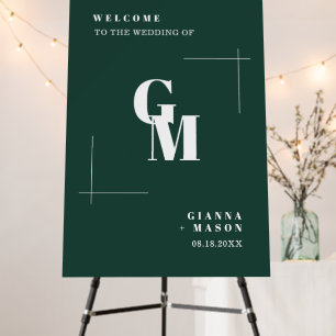 Modern Chic Emerald Green Welcome Wedding Sign
