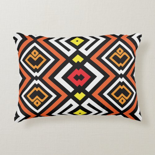 Modern Chic Ethnic Mosaic Geometric Pattern Accent Pillow