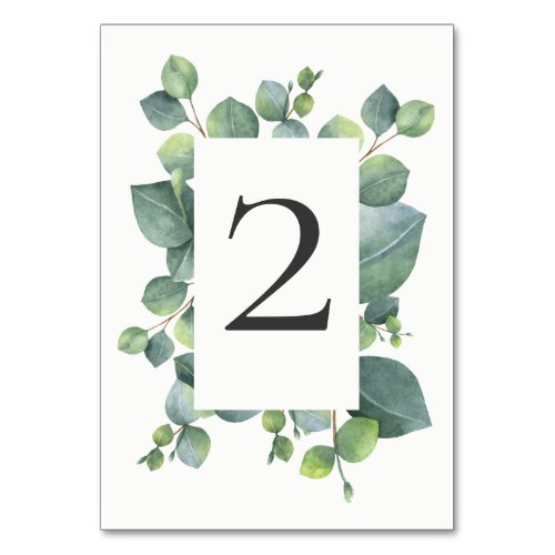Modern Chic Eucalyptus Foliage Table Number Card
