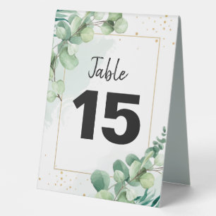 Modern Chic Eucalyptus Foliage Table Number Card Tent