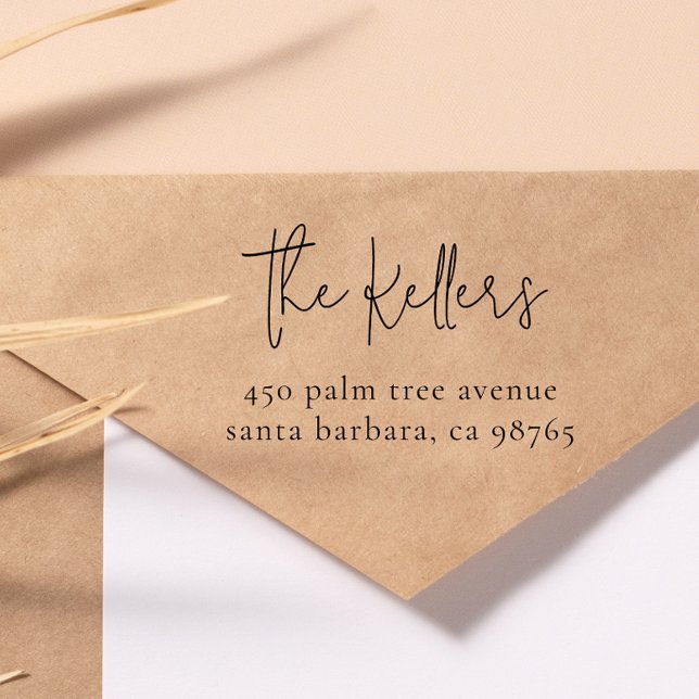 Modern Chic Family Name & Home Address Rubber Stamp (Creator Uploaded)