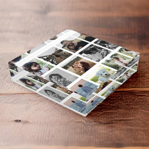 Modern Chic Family Photo Collage Keepsake Trendy Paperweight