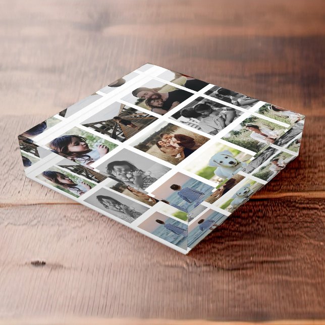 Modern Chic Family Photo Collage Keepsake Trendy Paperweight (Creator Uploaded)