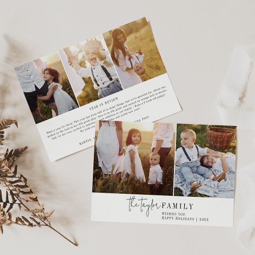 Modern Chic Family Photo Collage Newsletter Holiday Card