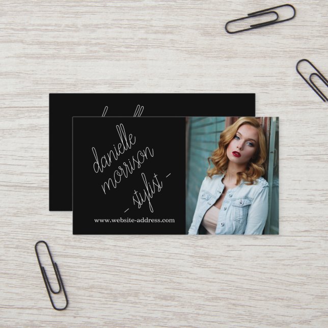Modern Chic Fashion Stylist Actor Model Business Card (Front/Back In Situ)
