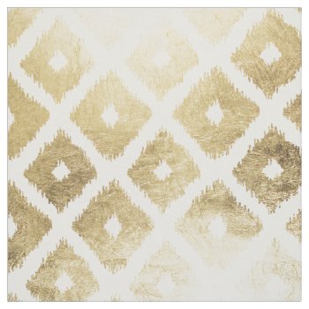 Modern Chic Faux Gold Leaf Ikat Pattern Fabric by pink_water at Zazzle
