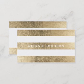 Modern Chic Faux Gold Stripes Pattern Professional Business Card by busied at Zazzle