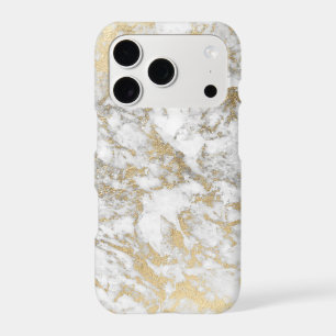 Modern chic faux gold white elegant marble iPhone 17 pro case