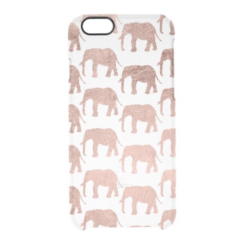 Modern chic faux rose gold elephant pattern clear iPhone 66S case