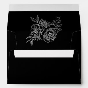 Modern Chic Floral Black Envelope