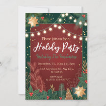Modern Chic Floral Festive Green Holiday Party