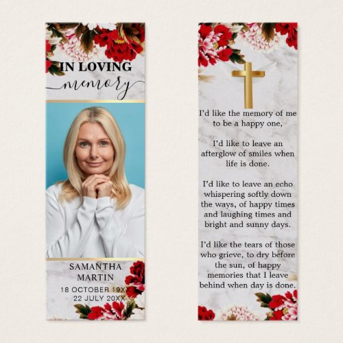 Modern Chic Floral Memorial Funeral Bookmark