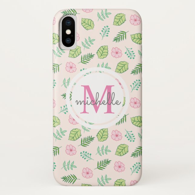 Modern Chic Floral Monogram Case-Mate iPhone Case (Back)