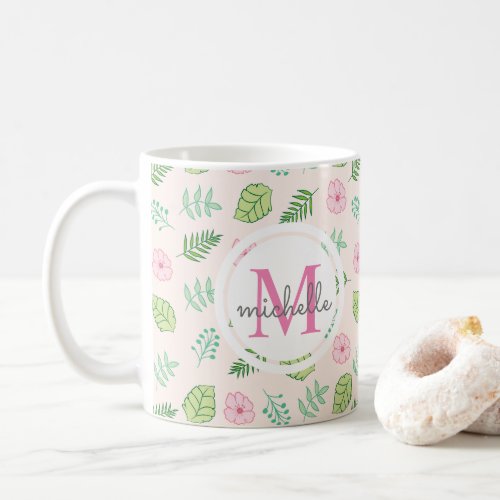 Modern Chic Floral Monogram Coffee Mug