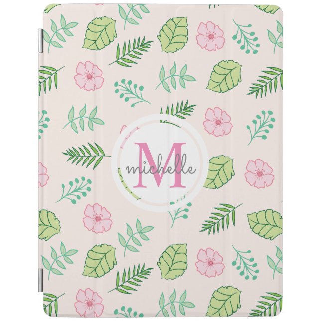 Modern Chic Floral Monogram iPad Smart Cover (Front)