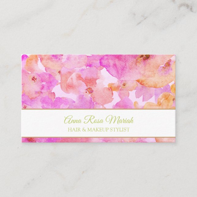 *~* Modern Chic Floral Pattern Girly Beauty Spa Business Card (Front)