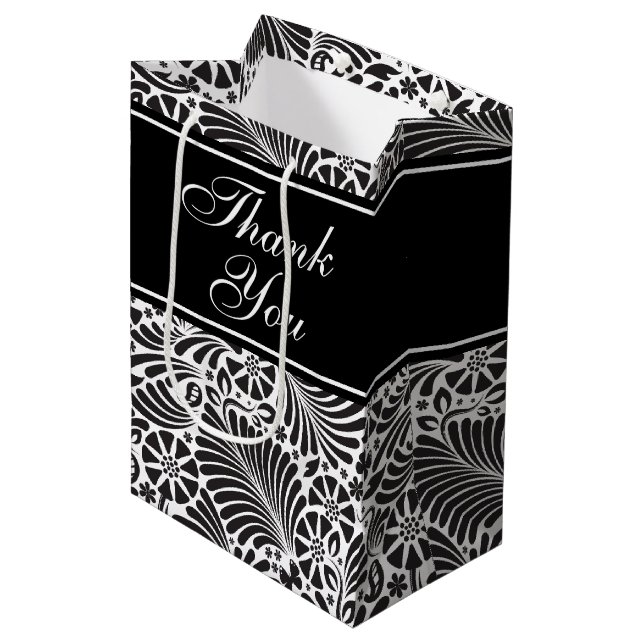 Modern Chic Floral Pattern Personalized Medium Gift Bag (Front Angled)