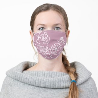 Modern Chic Floral Pink Roses Adult Cloth Face Mask