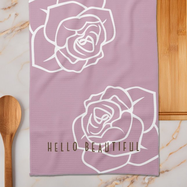 Modern Chic Floral Pink Roses Kitchen Towel (Creator Uploaded)