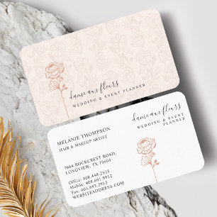 Modern Chic Floral Rose Botanical Blush Pink Business Card