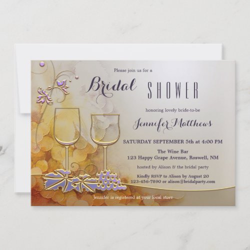 Modern Chic Floral Wine Themed Bridal Shower Invitation