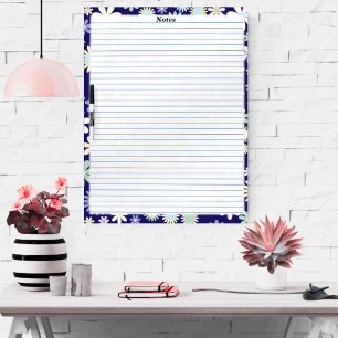 Modern Chic Flowers on Purple with Blue Lines - Dry Erase Board