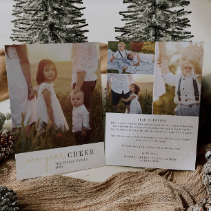 Modern Chic Foil New Year Photo Year in Review Holiday Card