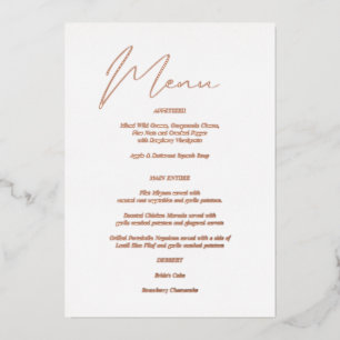 Modern Chic Foil & White Menu Foil Invitation