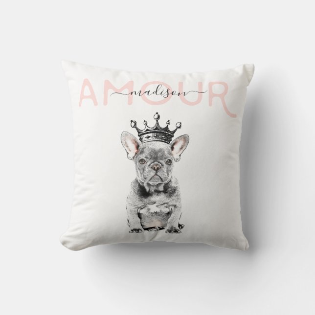 Modern Chic French Bulldog Royal Double Sided Throw Pillow (Front)