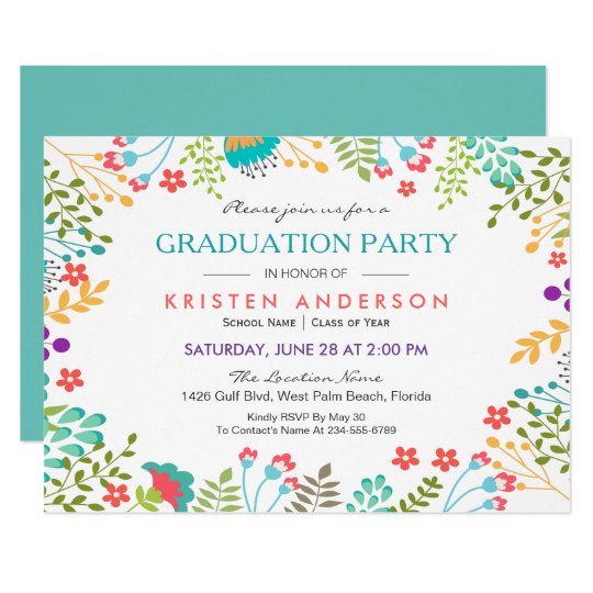 modern chic fresh floral 2018 graduation party invitation zazzle com