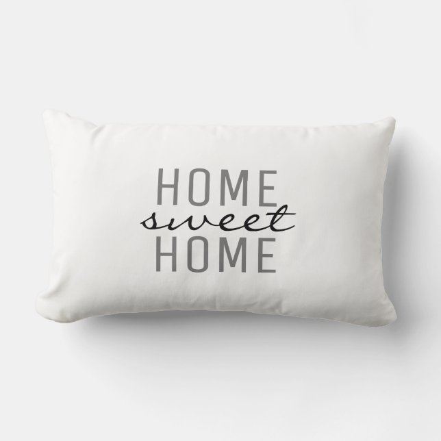Modern chic fresh white Home Sweet Family Lumbar Pillow (Front)