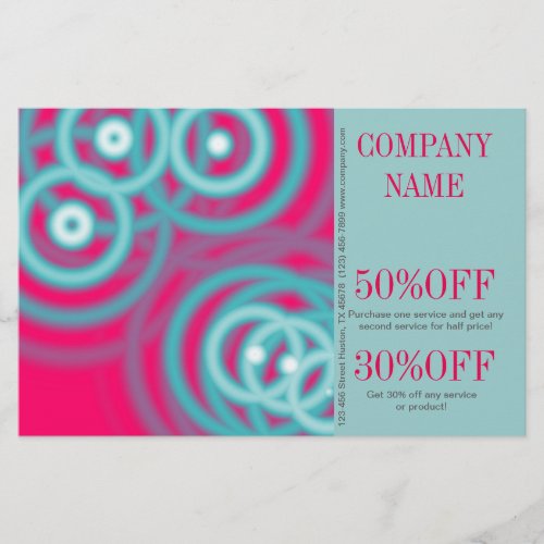 modern chic fuschia aqua blue abstract flyer