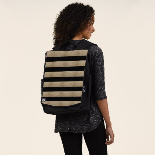 modern chic geometric black and gold stripes backpack