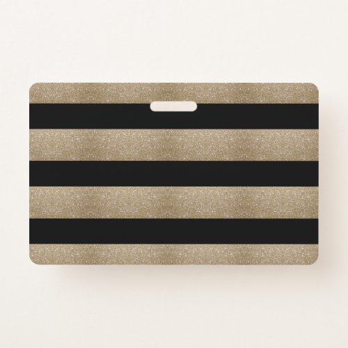 modern chic geometric black and gold stripes badge