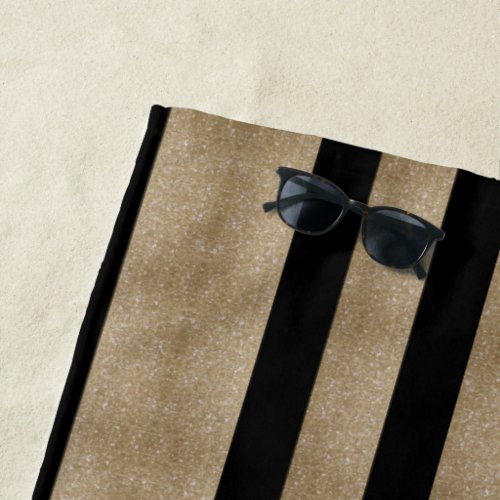 modern chic geometric black and gold stripes beach towel