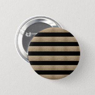 modern chic geometric black and gold stripes button