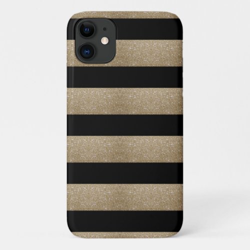 modern chic geometric black and gold stripes iPhone 11 case