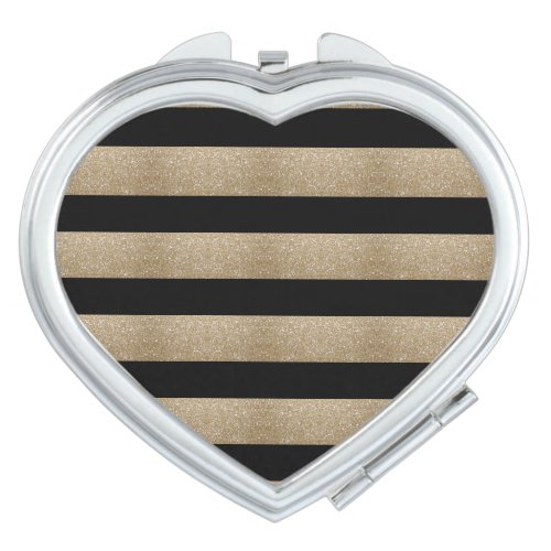 modern chic geometric black and gold stripes compact mirror