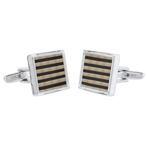 modern chic geometric black and gold stripes cufflinks