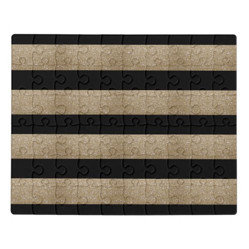 modern chic geometric black and gold stripes jigsaw puzzle