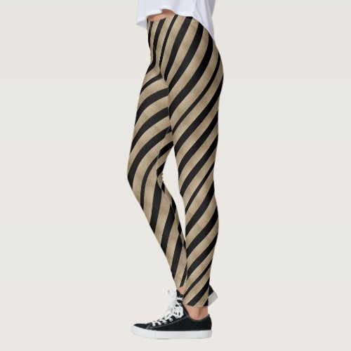 modern chic geometric black and gold stripes leggings