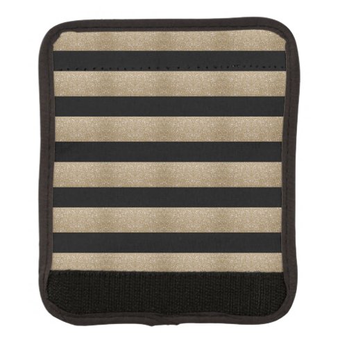 modern chic geometric black and gold stripes luggage handle wrap